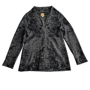 Damask Alpaca Pima Cotton Blend Jacquard Snap Front Gray Cardigan Jacket‎ L